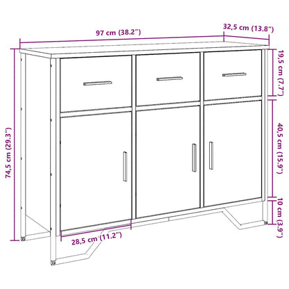 vidaXL Sideboard Smoked Oak 97x32.5x74.5 cm Engineered Wood