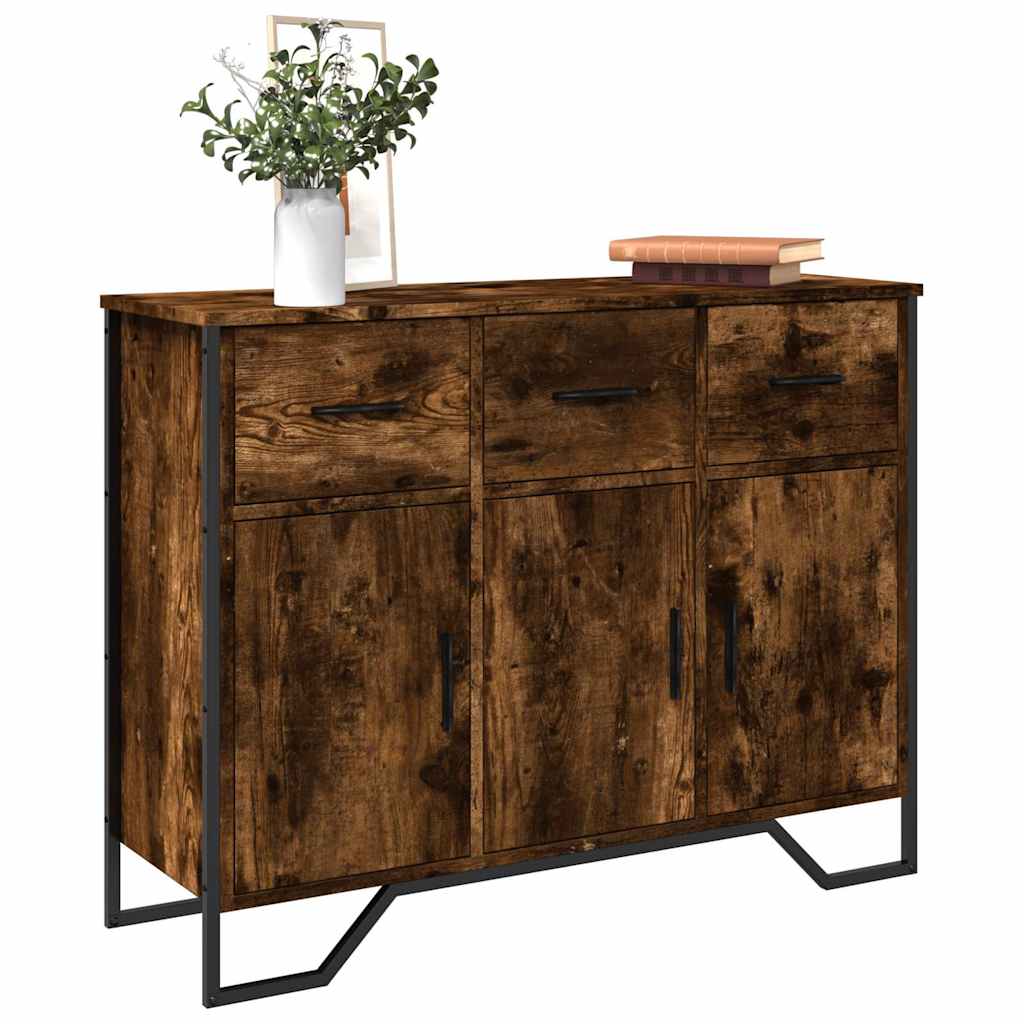 vidaXL Sideboard Smoked Oak 97x32,5x74,5 cm Engineered Wood