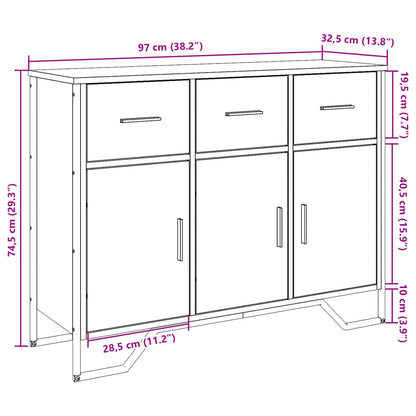 vidaXL Sideboard Grey Sonoma 97x32,5x74,5 cm Engineered Wood