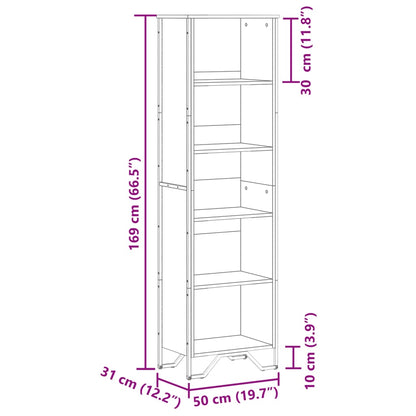 vidaXL Bookcase Brown Oak 50x31x169 cm Engineered Wood