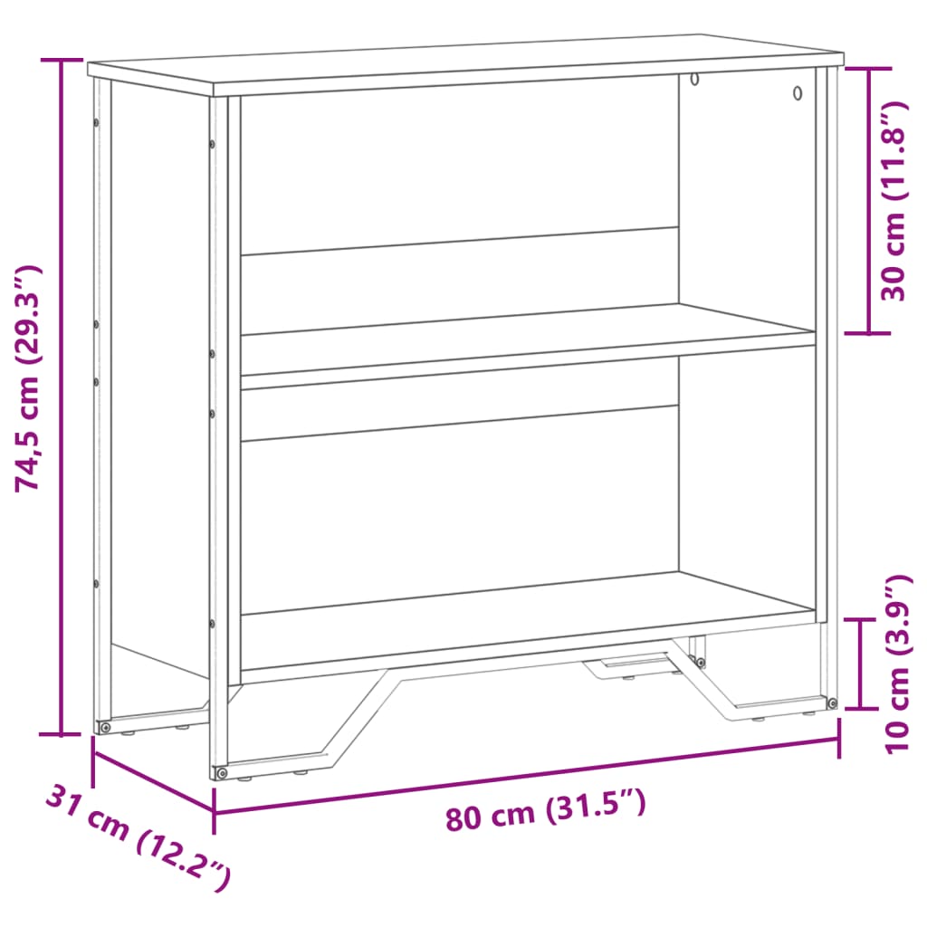 vidaXL Bookcase Grey Sonoma 80x31x74.5 cm Engineered Wood