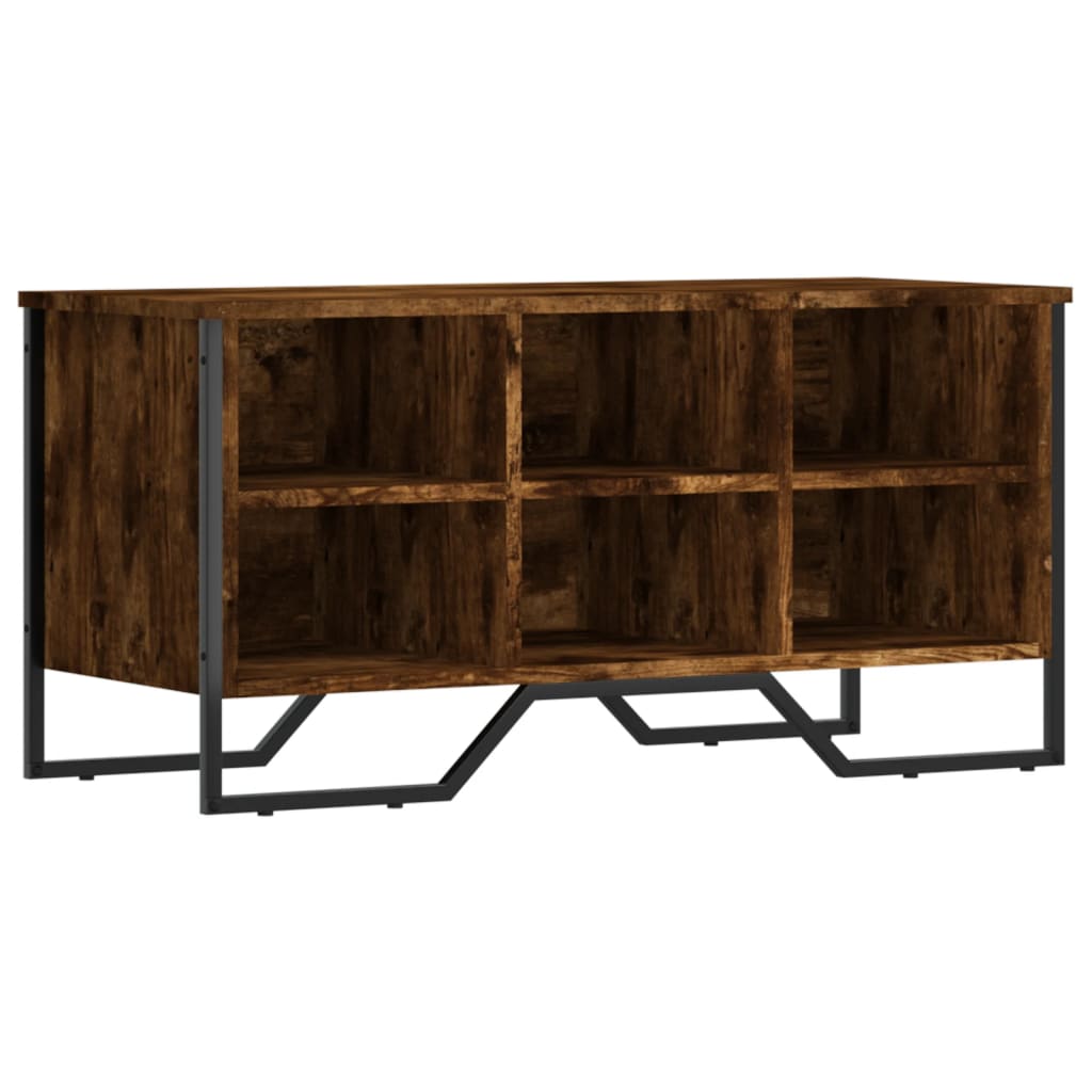 vidaXL Shoe Cabinet Smoked Oak 90x38x45.5 cm Engineered Wood