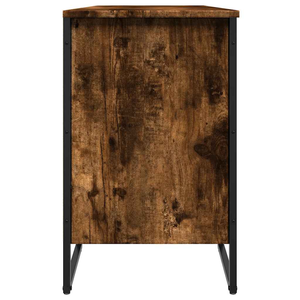 vidaXL Shoe Cabinet Smoked Oak 90x38x61.5 cm Engineered Wood