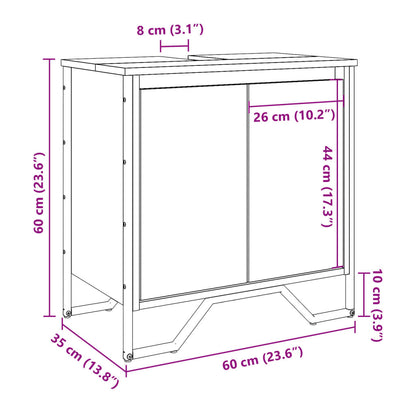vidaXL Bathroom Sink Cabinet Sonoma Oak 60x35x60 cm Engineered Wood