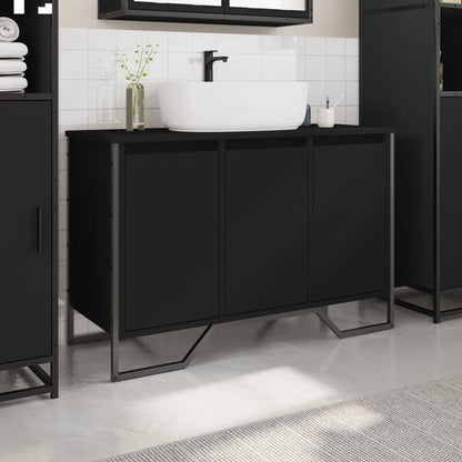 vidaXL Bathroom Sink Cabinet Black 91x35x60 cm Engineered Wood