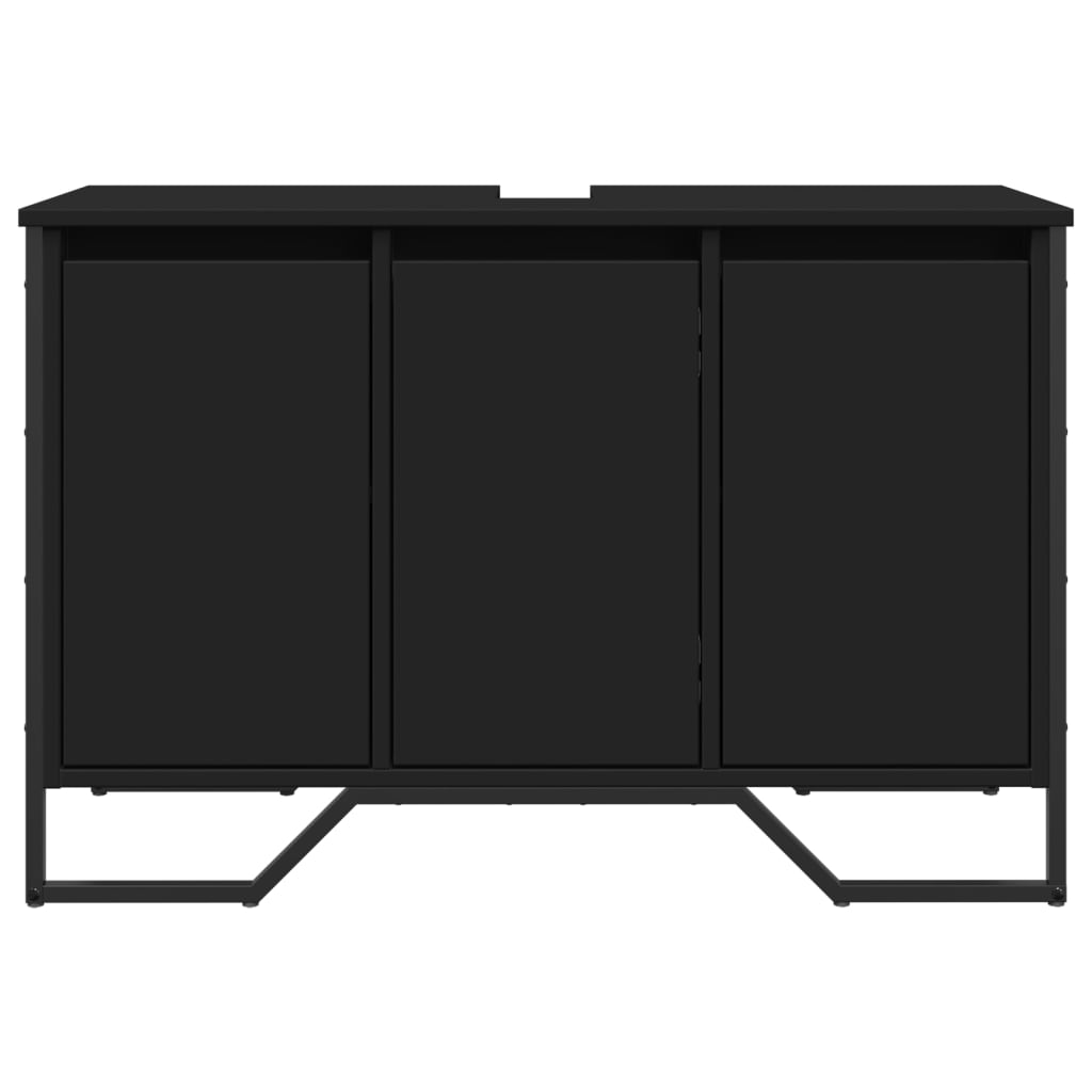 vidaXL Bathroom Sink Cabinet Black 91x35x60 cm Engineered Wood
