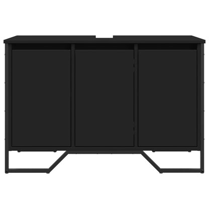 vidaXL Bathroom Sink Cabinet Black 91x35x60 cm Engineered Wood