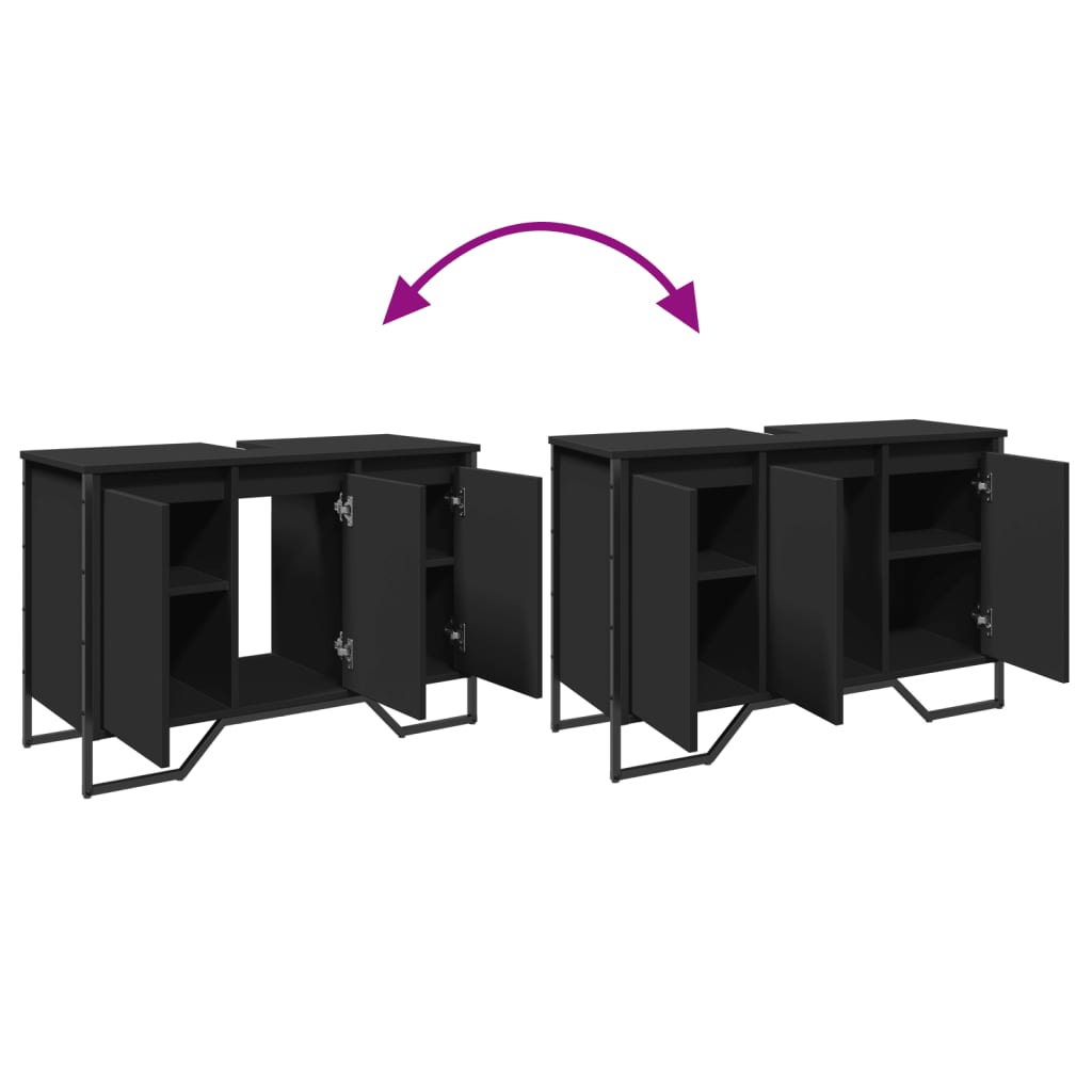 vidaXL Bathroom Sink Cabinet Black 91x35x60 cm Engineered Wood