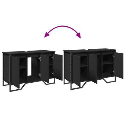 vidaXL Bathroom Sink Cabinet Black 91x35x60 cm Engineered Wood