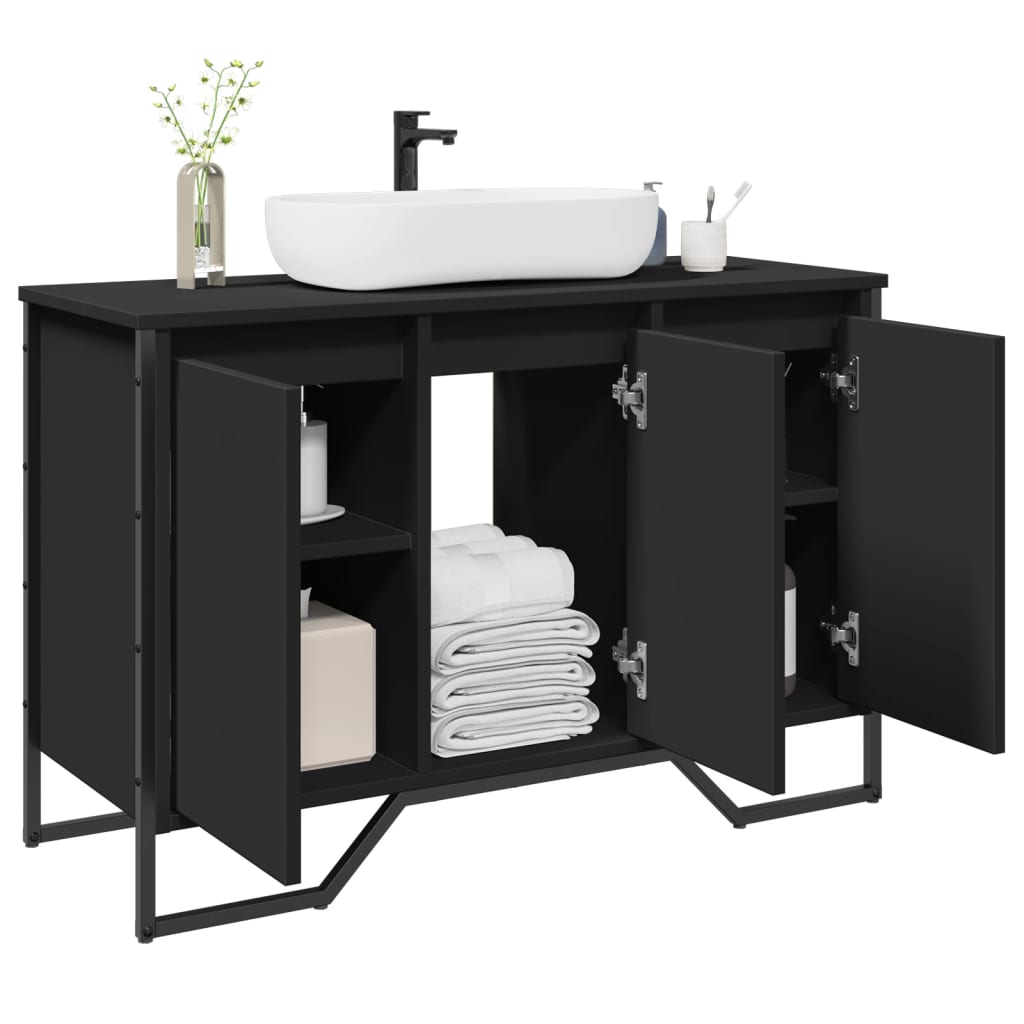 vidaXL Bathroom Sink Cabinet Black 91x35x60 cm Engineered Wood