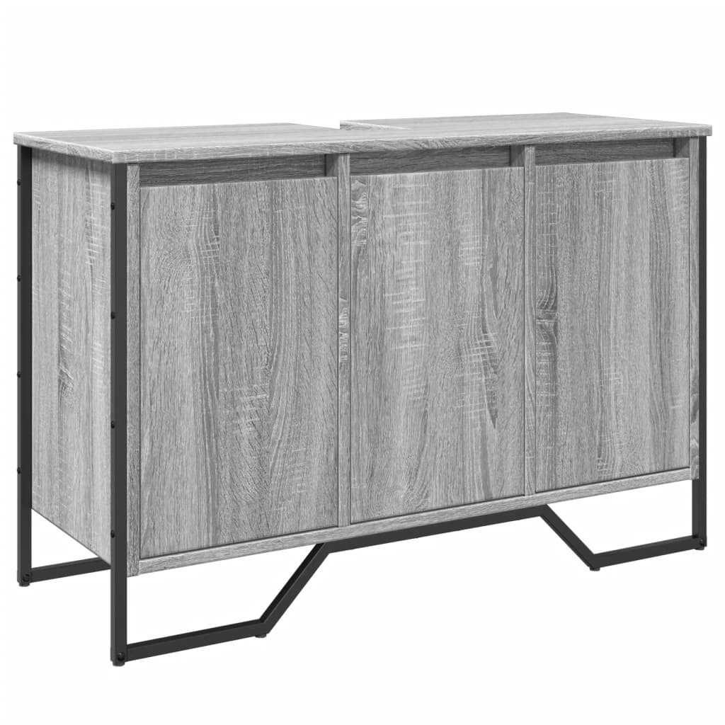 vidaXL Bathroom Sink Cabinet Grey Sonoma 91x35x60 cm Engineered Wood