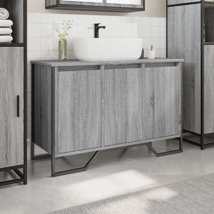 vidaXL Bathroom Sink Cabinet Grey Sonoma 91x35x60 cm Engineered Wood