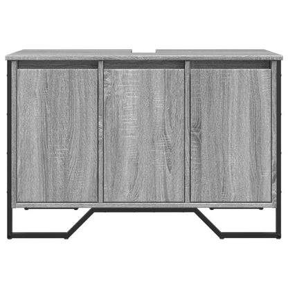 vidaXL Bathroom Sink Cabinet Grey Sonoma 91x35x60 cm Engineered Wood