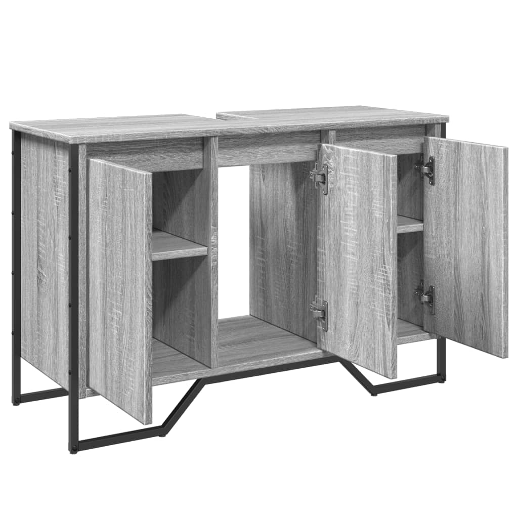 vidaXL Bathroom Sink Cabinet Grey Sonoma 91x35x60 cm Engineered Wood