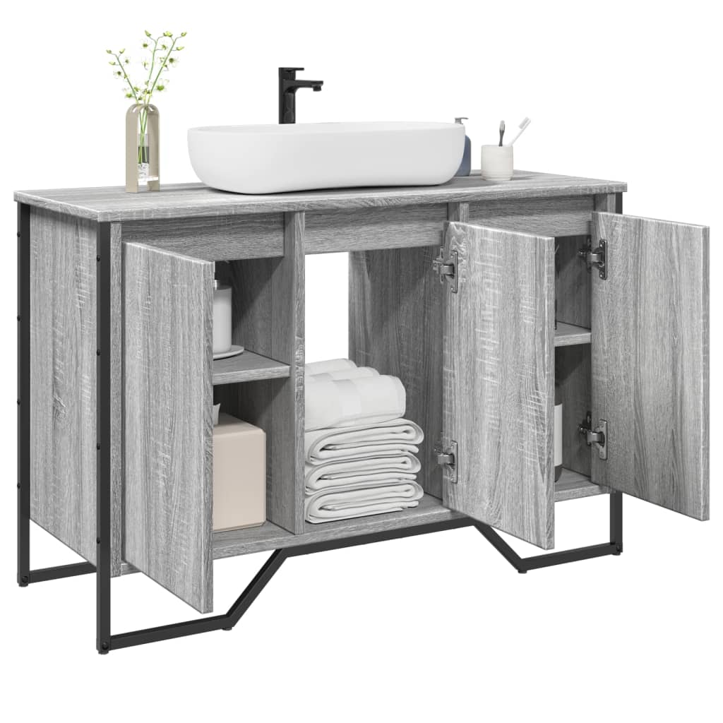 vidaXL Bathroom Sink Cabinet Grey Sonoma 91x35x60 cm Engineered Wood