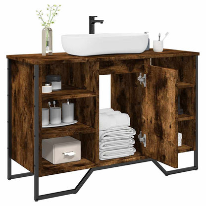 vidaXL Bathroom Sink Cabinet Smoked Oak 91x35x60 cm Engineered Wood