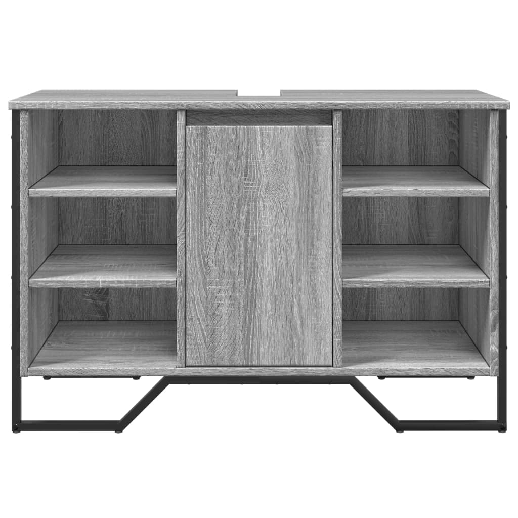 vidaXL Bathroom Sink Cabinet Grey Sonoma 91x35x60 cm Engineered Wood