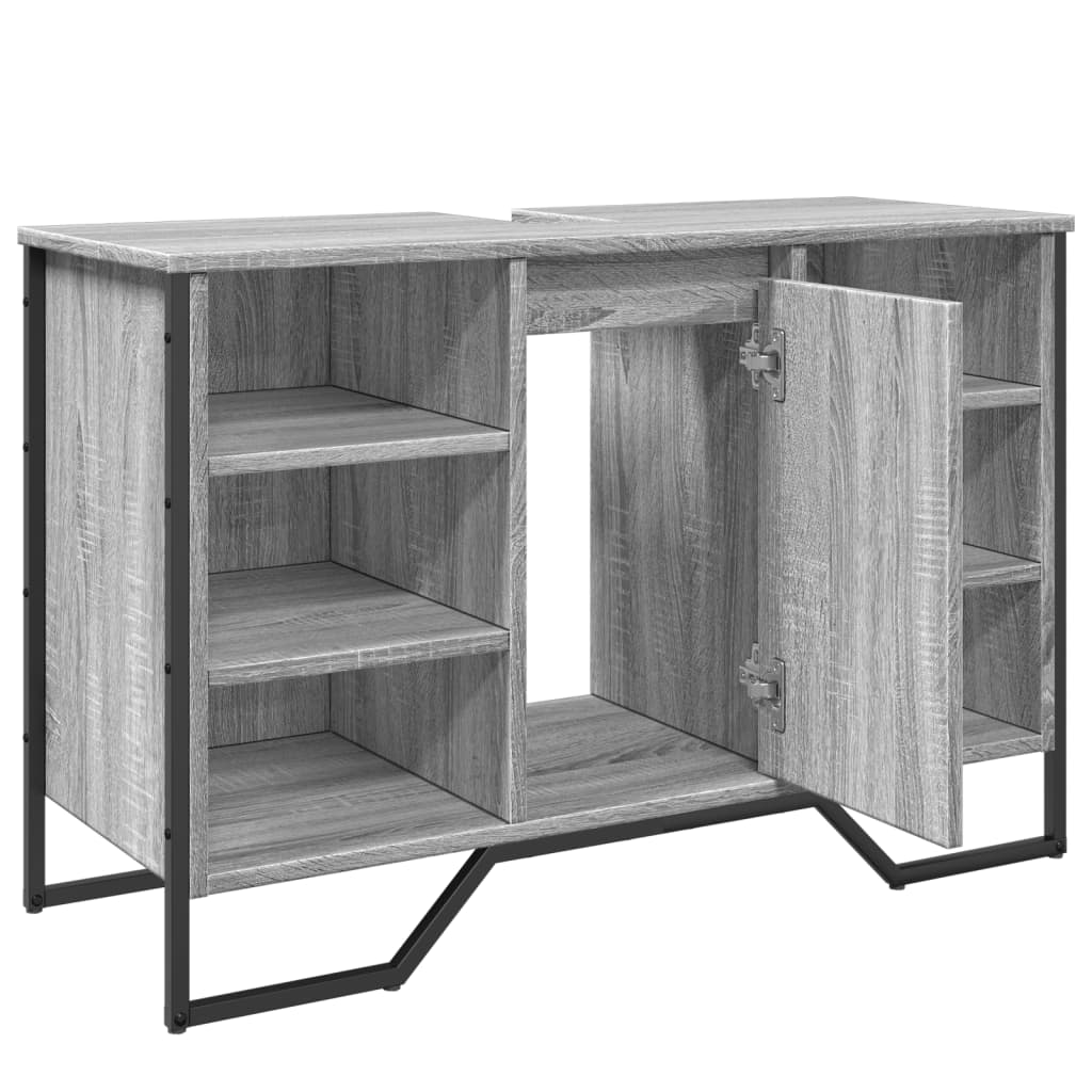 vidaXL Bathroom Sink Cabinet Grey Sonoma 91x35x60 cm Engineered Wood
