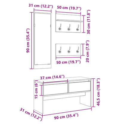 vidaXL 4 Piece Hallway Furniture Set White Engineered Wood