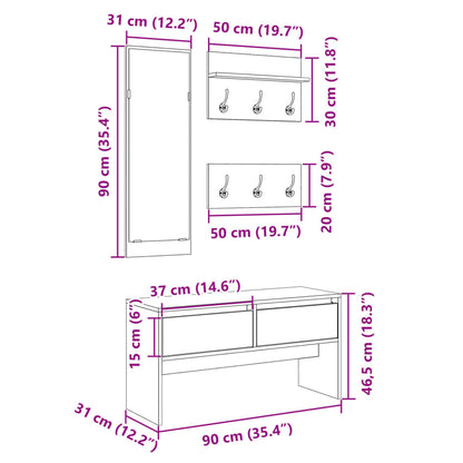 vidaXL 4 Piece Hallway Furniture Set Black Engineered Wood