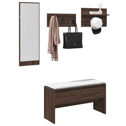 vidaXL 4 Piece Hallway Furniture Set Brown Oak Engineered Wood