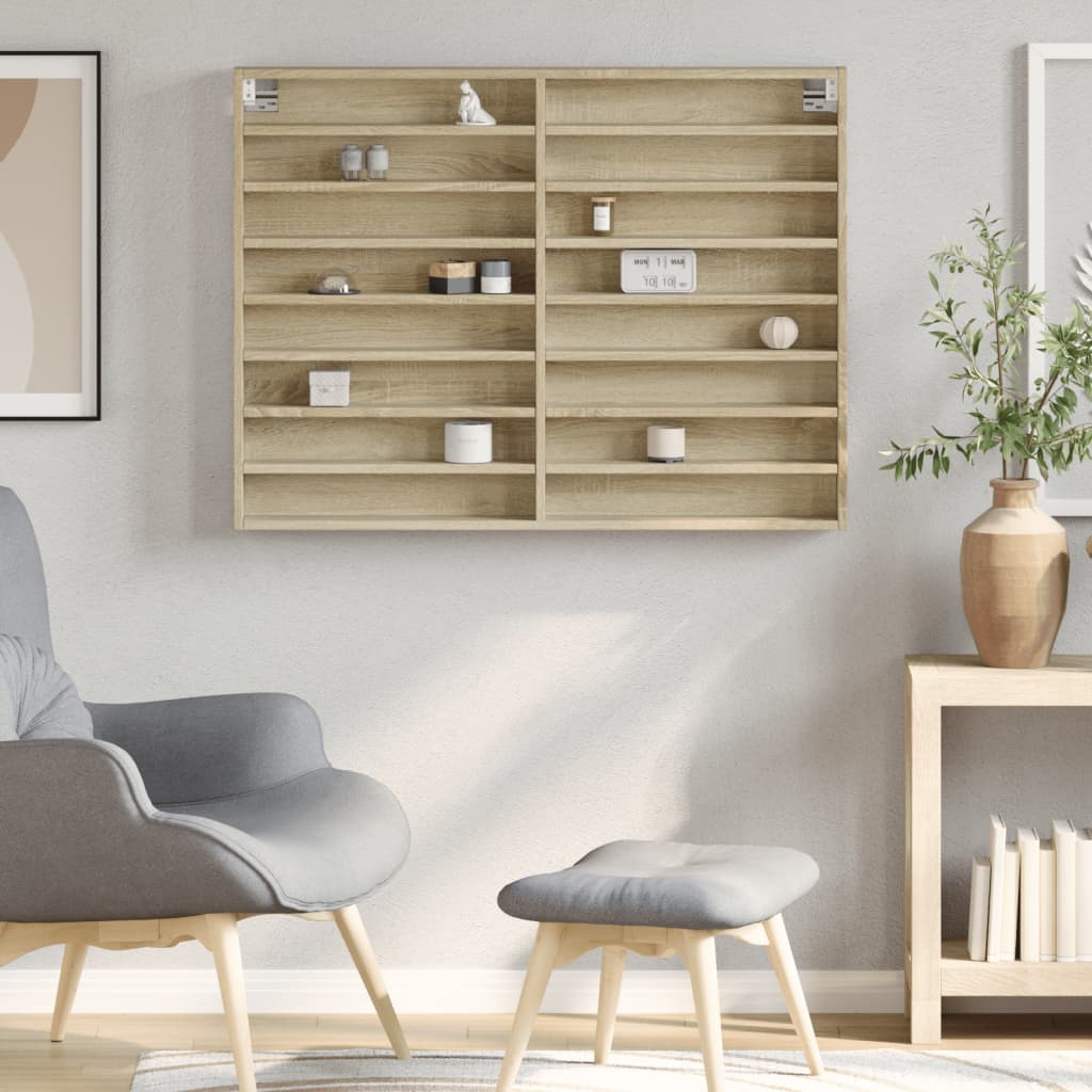 vidaXL Vitrine Cabinet Sonoma Oak 100x8.5x75 cm Engineered Wood