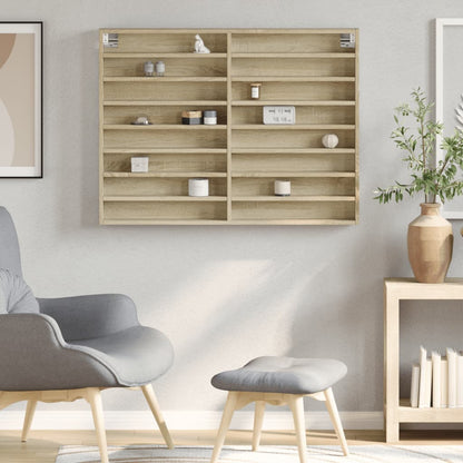 vidaXL Vitrine Cabinet Sonoma Oak 100x8.5x75 cm Engineered Wood