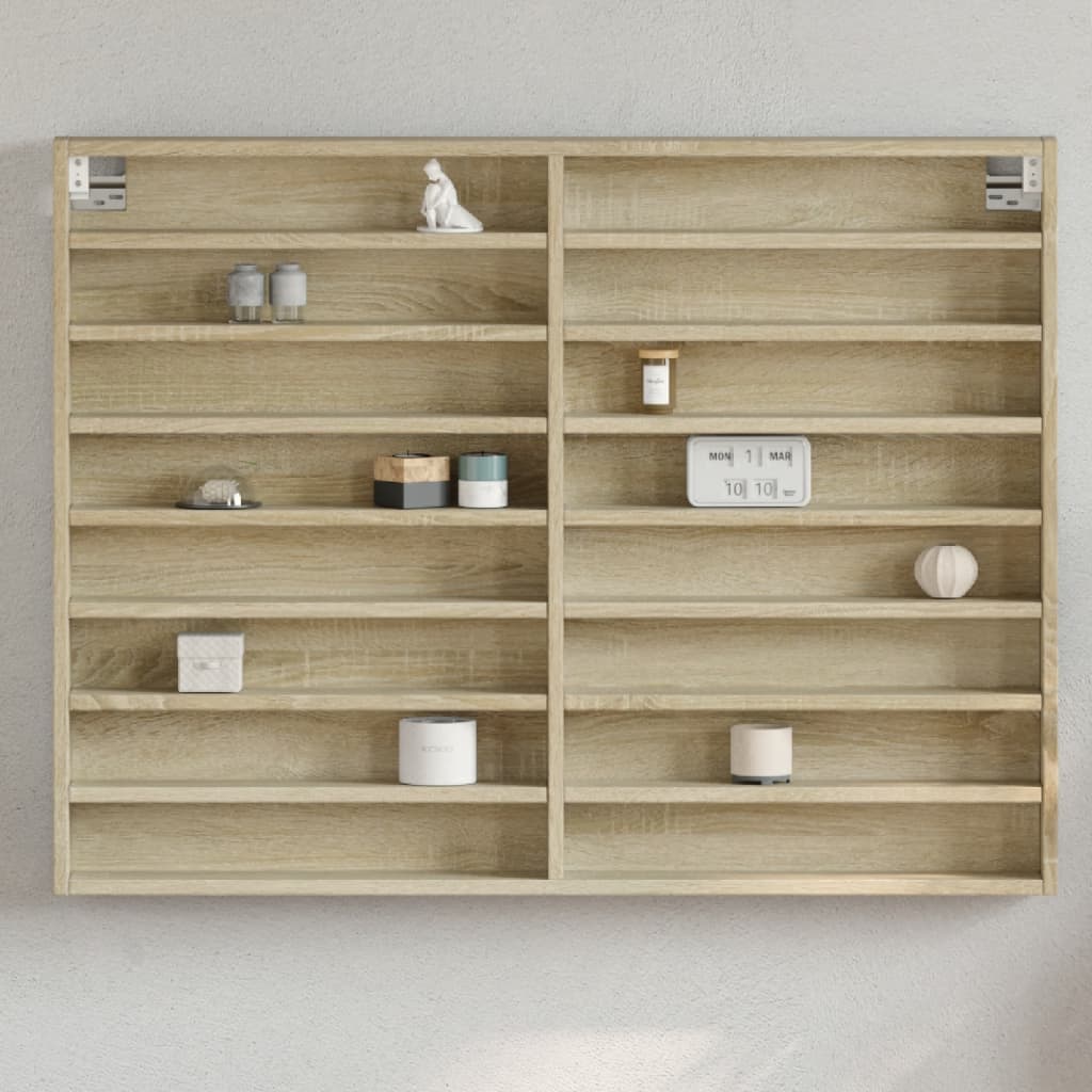 vidaXL Vitrine Cabinet Sonoma Oak 100x8.5x75 cm Engineered Wood