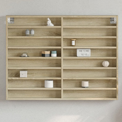 vidaXL Vitrine Cabinet Sonoma Oak 100x8.5x75 cm Engineered Wood