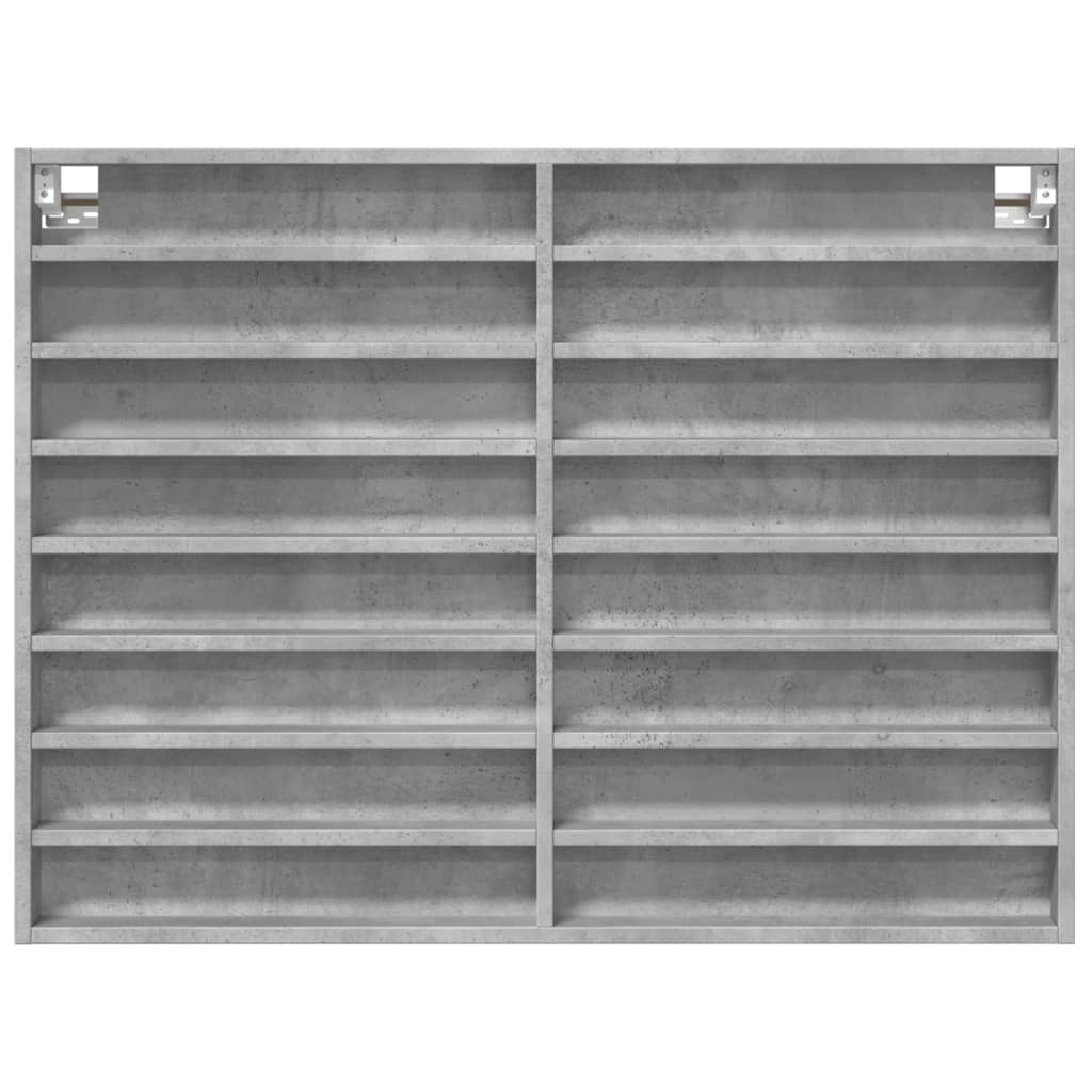 vidaXL Vitrine Cabinet Concrete Grey 100x8.5x75 cm Engineered Wood