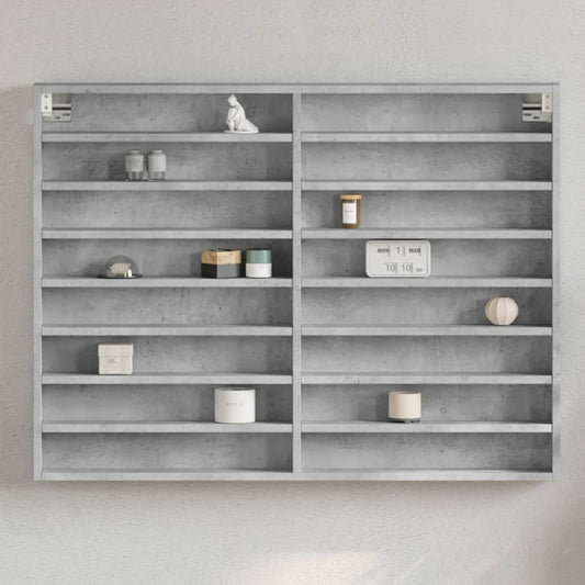 vidaXL Vitrine Cabinet Concrete Grey 100x8,5x75 cm Engineered Wood