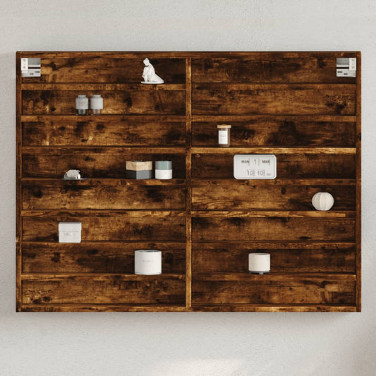 vidaXL Vitrine Cabinet Smoked Oak 100x8,5x75 cm Engineered Wood