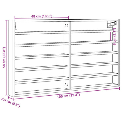 vidaXL Vitrine Cabinet Concrete Grey 100x8.5x58 cm Engineered Wood