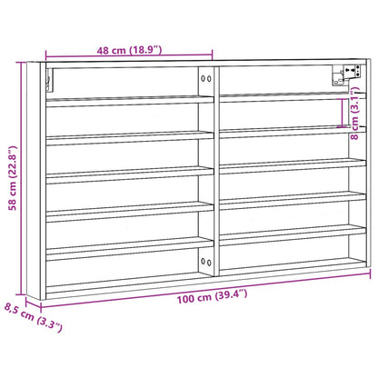vidaXL Vitrine Cabinet Grey Sonoma 100x8.5x58 cm Engineered Wood
