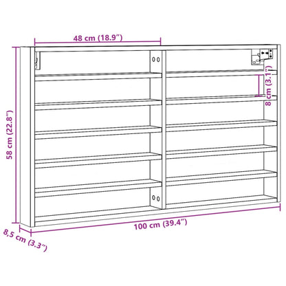vidaXL Vitrine Cabinet Brown Oak 100x8.5x58 cm Engineered Wood