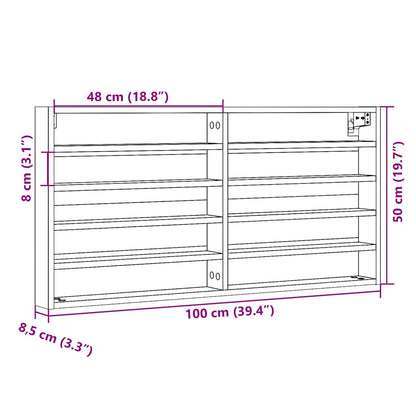 vidaXL Vitrine Cabinet Black 100x8.5x50 cm Engineered Wood