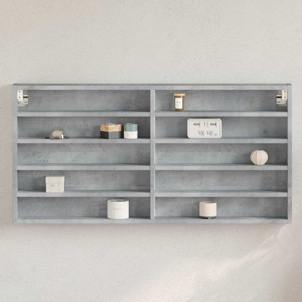 vidaXL Vitrine Cabinet Concrete Grey 100x8.5x50 cm Engineered Wood