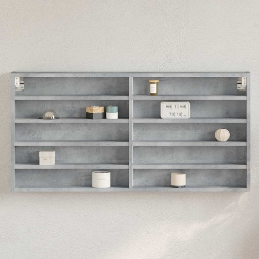 vidaXL Vitrine Cabinet Concrete Grey 100x8,5x50 cm Engineered Wood