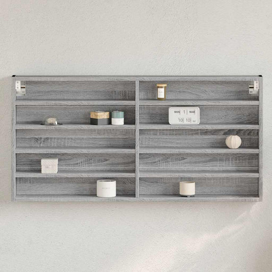 vidaXL Vitrine Cabinet Grey Sonoma 100x8,5x50 cm Engineered Wood