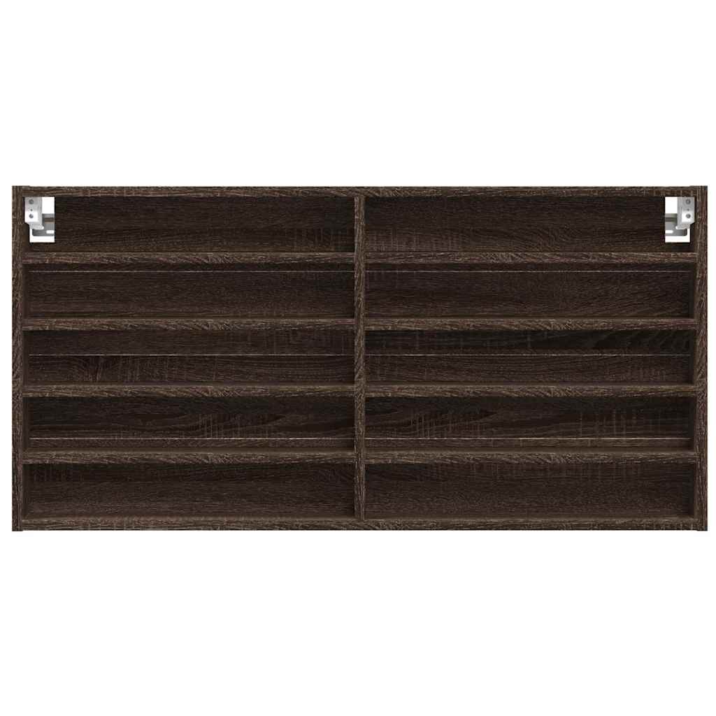 vidaXL Vitrine Cabinet Brown Oak 100x8.5x50 cm Engineered Wood