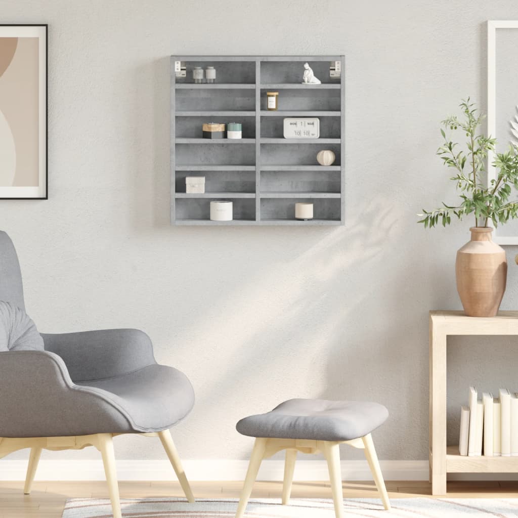 vidaXL Vitrine Cabinet Concrete Grey 60x8.5x58 cm Engineered Wood