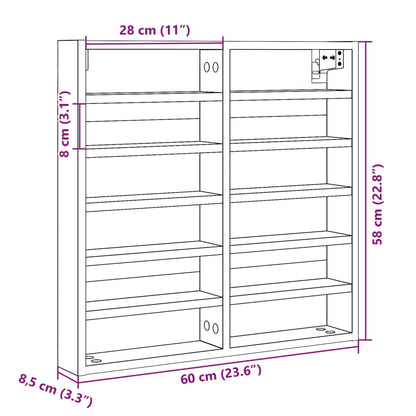 vidaXL Vitrine Cabinet Smoked Oak 60x8.5x58 cm Engineered Wood