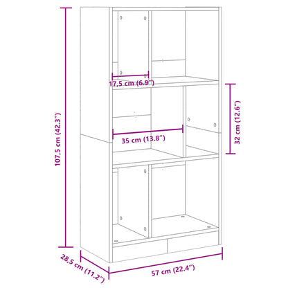 vidaXL Bookcase White 57x28.5x107.5 cm Engineered Wood