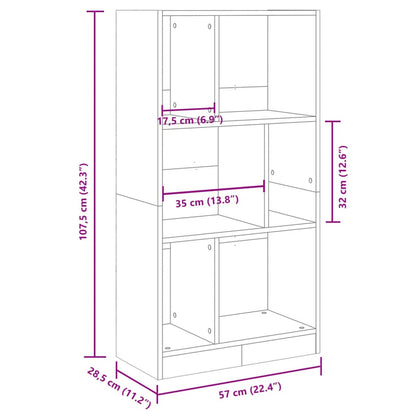 vidaXL Bookcase Concrete Grey 57x28.5x107.5 cm Engineered Wood