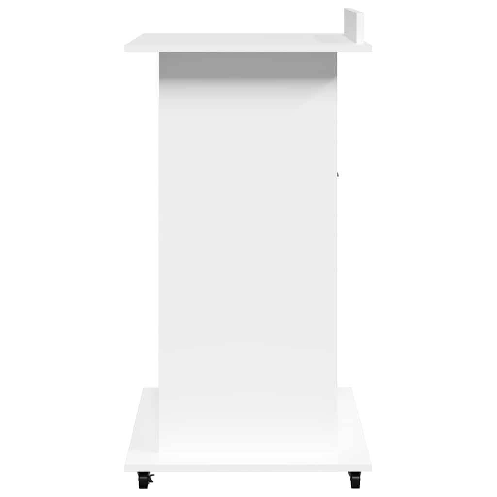 vidaXL Lectern with Wheels & Drawer White 55x55x107 cm Engineered Wood