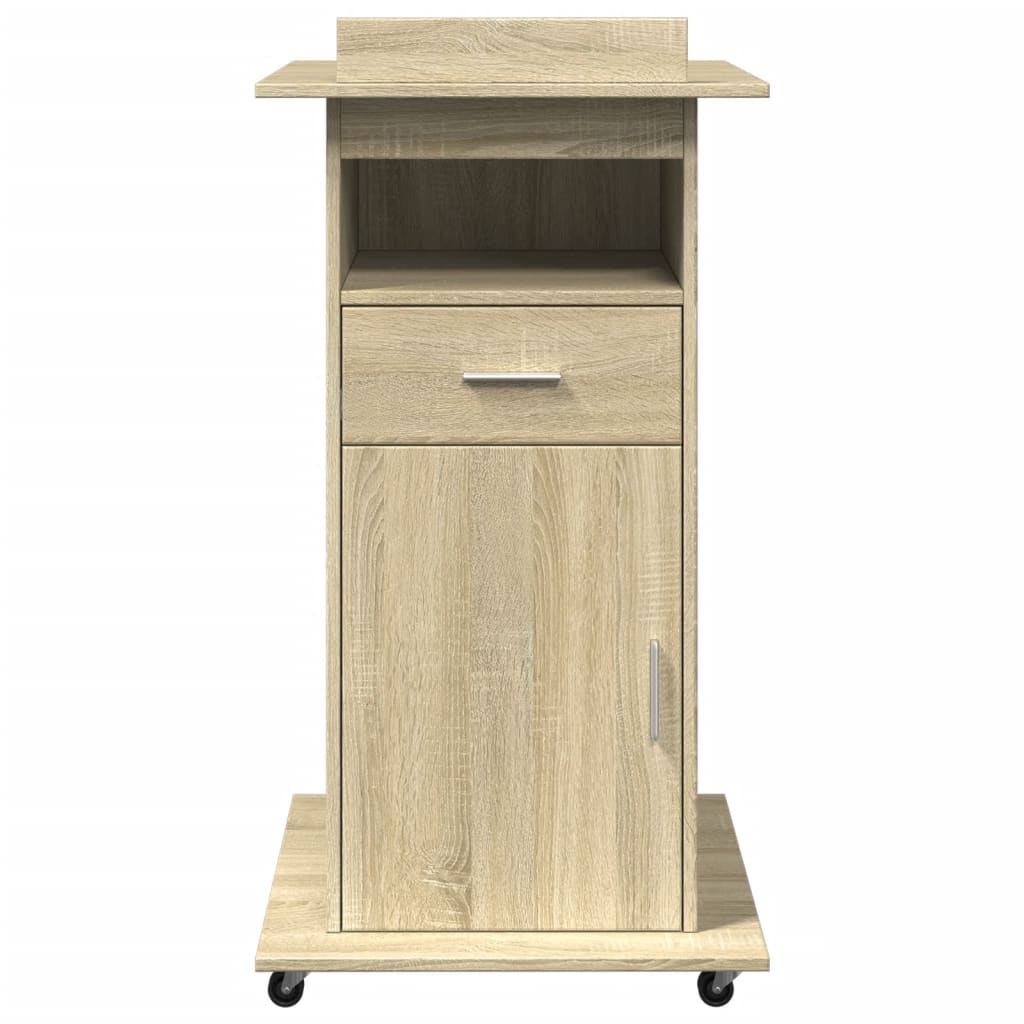 vidaXL Lectern with Wheels & Drawer Sonoma Oak 55x55x107 cm Engineered Wood
