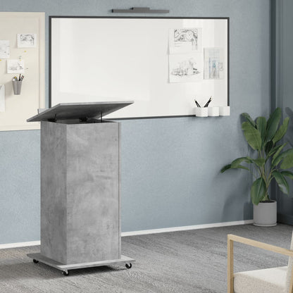 vidaXL Lectern with Wheels & Drawer Concrete Grey 55x55x107 cm