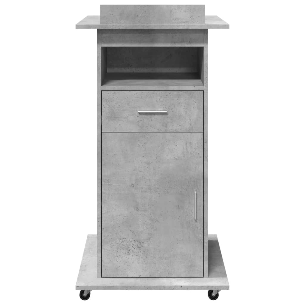 vidaXL Lectern with Wheels & Drawer Concrete Grey 55x55x107 cm