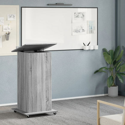 vidaXL Lectern with Wheels & Drawer Grey Sonoma 55x55x107 cm