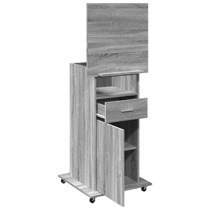 vidaXL Lectern with Wheels & Drawer Grey Sonoma 55x55x107 cm